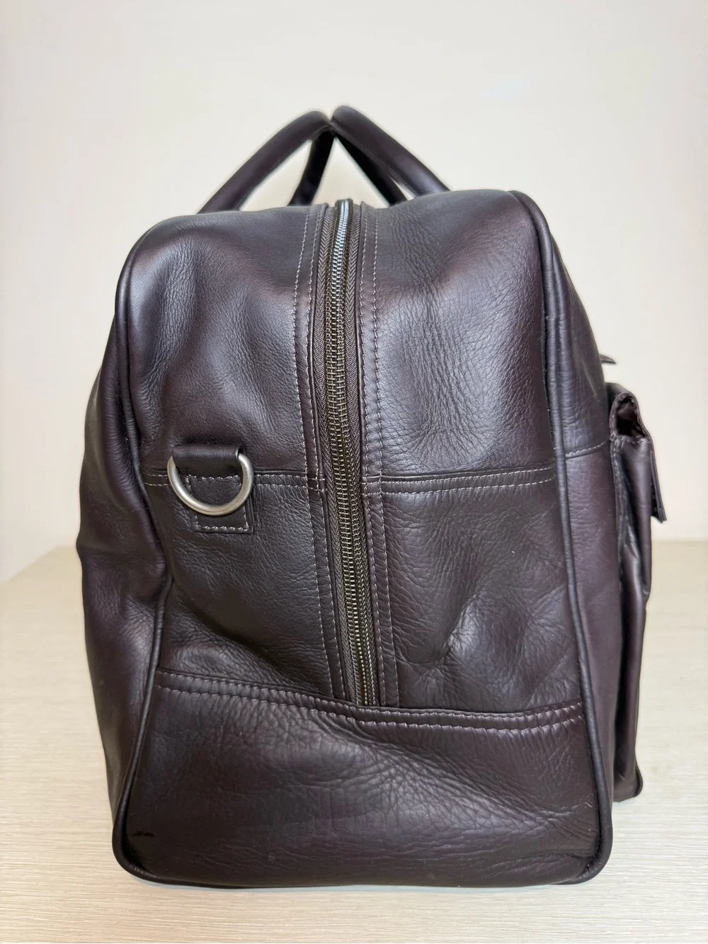LEXUS Vintage Leather Burgundy Brown Weekender Carry-on Travel Bag 21 x 8 x 12
